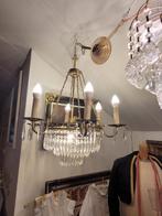 Zeer oude werkende plafond lamp kristallen pegels, Ophalen, Heikant 21 Kaatsheuvel, Barok, boudoir, brocante romantisch lieflijk klassiek