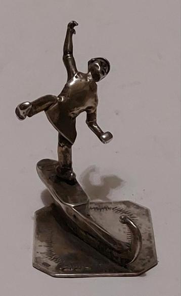 Zeldzaam Hollands zilver  miniatuur. Dansen op grote schaats beschikbaar voor biedingen