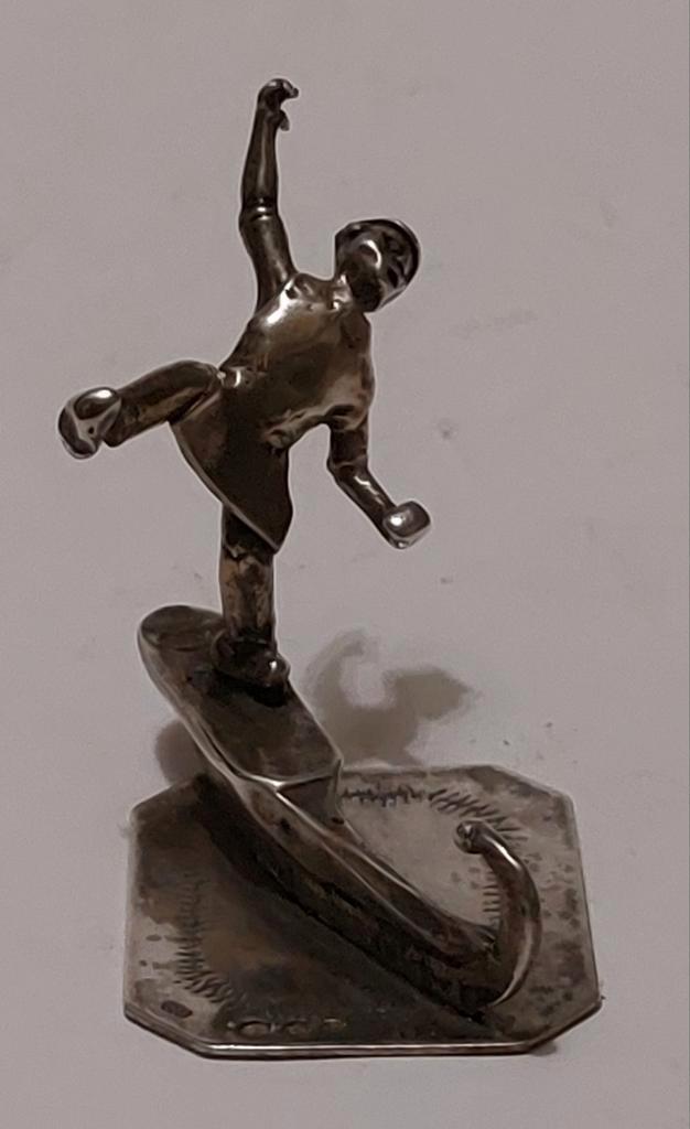 Zeldzaam Hollands zilver  miniatuur. Dansen op grote schaats, Antiek en Kunst, Antiek | Goud en Zilver, Zilver, Ophalen