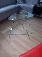 Design glazen salontafels op metalen poten., Ophalen, Minder dan 50 cm, 50 tot 100 cm, Zo goed als nieuw