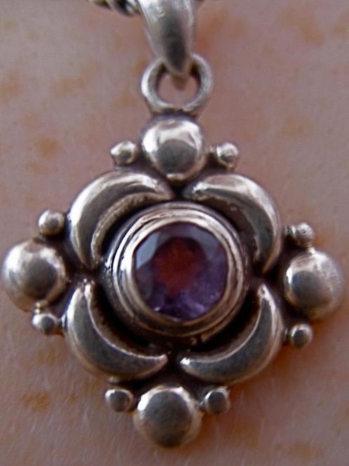 Zilveren 925 zilver kettinghanger prachtig bewerkt amethist, Sieraden, Tassen en Uiterlijk, Kettinghangers, Nieuw, Zilver, Paars