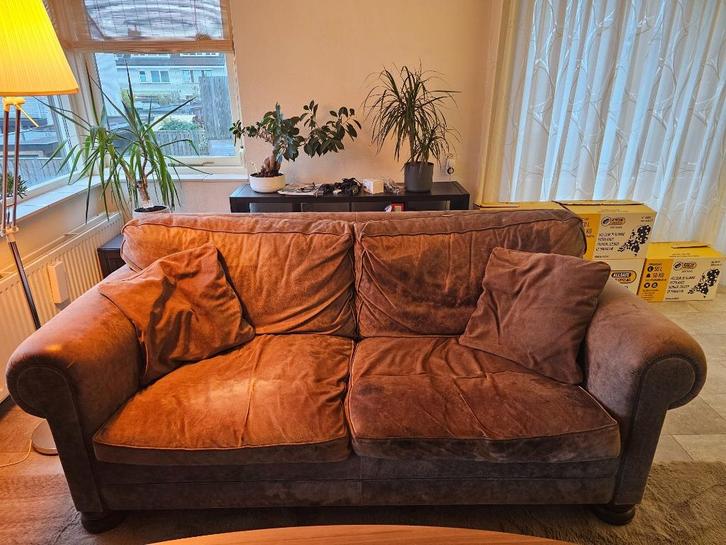 3-persoons piloten lederen Zitbank, Huis en Inrichting, Banken | Bankstellen, Gebruikt, Rechte bank, Driepersoons, 200 tot 250 cm