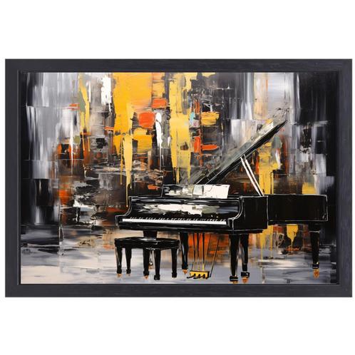 Piano industrieel canvas + baklijst 60x40cm., Huis en Inrichting, Woonaccessoires | Schilderijen, Tekeningen en Foto's, Nieuw