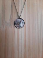 Stuiver aan Fijn Gevlochten Ketting,1980, Ophalen of Verzenden, Zo goed als nieuw, Zilver, Overige materialen