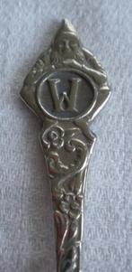Oud Lepeltje - letterlepeltje - letter W met kabouter, Antiek en Kunst, Antiek | Bestek, Ophalen of Verzenden