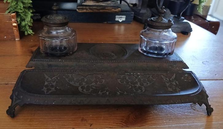 Antiek inktstel metaal E.G. Zimmermann Hanau Duitsland, Antiek en Kunst, Curiosa en Brocante, Ophalen of Verzenden