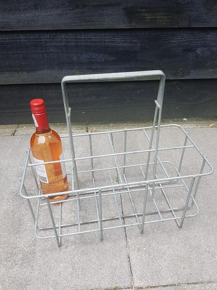Draadstalen 8-vaks Flessendrager Brocante/Vintage jaren 70, Huis en Inrichting, Woonaccessoires | Wijnrekken, Gebruikt, Minder dan 50 cm
