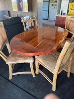 Tafel en 4 stoelen, Huis en Inrichting, Tafels | Eettafels, Ophalen, Eikenhout, 200 cm of meer, 50 tot 100 cm