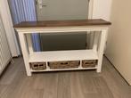 Landelijke sidetable wit/eiken, Ophalen, 100 tot 150 cm, Zo goed als nieuw, 25 tot 50 cm