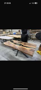 Notenhouten epoxy tafel 210x90x6, Ophalen, 200 cm of meer, 50 tot 100 cm, Zo goed als nieuw