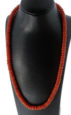 Bloedkoraal antieke kaasjes ketting 18k gouden slot dames, Verzenden, Goud, Ketting, Met edelsteen