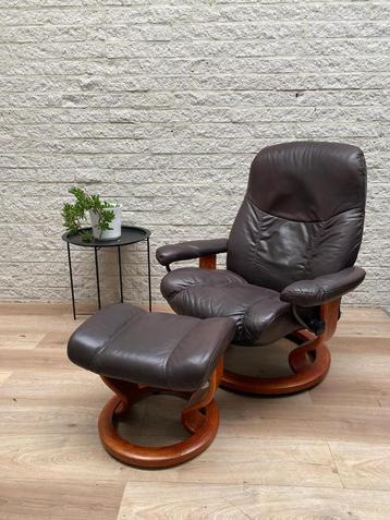 Stressles verstelbare relax fauteuil met hocker relaxstoel  beschikbaar voor biedingen