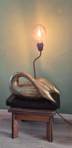 Vintage tafellamp messing Zwaan, Ophalen of Verzenden, Minder dan 100 cm