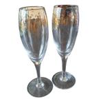 Vintage champagne glazen goudkleurige blaadjes 0905, Antiek en Kunst, Antiek | Glas en Kristal, Ophalen of Verzenden