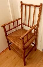 Knobbelstoel Bobbin chair rieten zitting vintage antiek, Ophalen