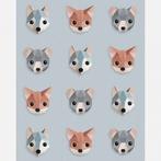 Kinderbehang Vliesbehang Bosdieren Blauw Studio Ditte, Mail@studioditte.nl, Baronielaan 252 4837 BH Breda, Nieuw, Studio Ditte