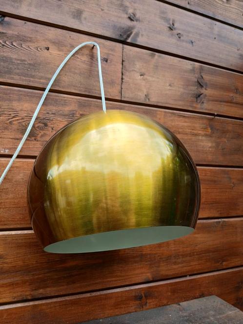 Goudkleurige retro hanglamp, Huis en Inrichting, Lampen | Hanglampen, Gebruikt, Minder dan 50 cm, Ophalen of Verzenden