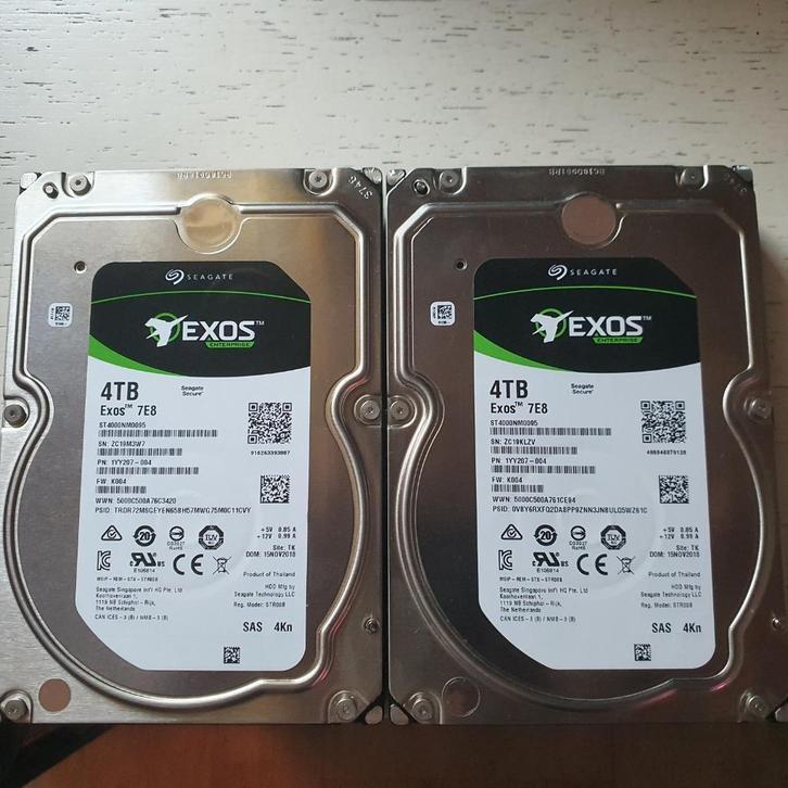 2x Seagate Exos 7E8 4TB SAS schijf, Computers en Software, Harde schijven, Nieuw, Server, HDD, SAS, Ophalen of Verzenden