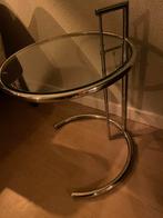 Glazen bijzettafel in hoogte verstelbaar, Ophalen, Minder dan 55 cm, Rond, Nieuw