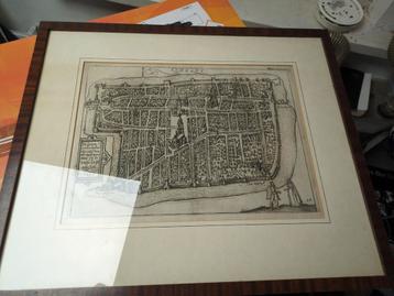 Antieke gravure Delft in lijst  beschikbaar voor biedingen