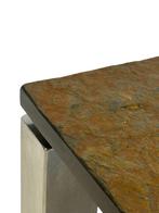 Vintage vierkante salontafel leisteen verchroomd design 60's, Gebruikt, 50 tot 100 cm, Vintage, 50 tot 100 cm