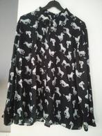 *NIEUW*, ZWARTE BLOUSE MET ZEBRAPRINT, MAAT XL, HEMA., Zwart, Maat 46/48 (XL) of groter, Nieuw, Ophalen of Verzenden