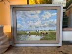 Schilderij - polderlandschap - klassiek - koeien - weiland, Antiek en Kunst, Ophalen