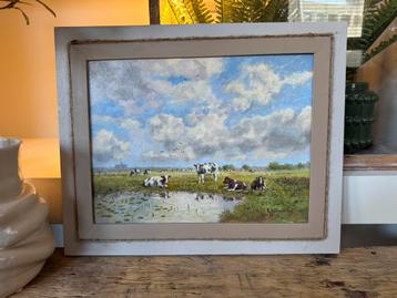 Schilderij - polderlandschap - klassiek - koeien - weiland beschikbaar voor biedingen