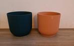 Elho bloempotten blauw en roze 25cm, Tuin en Terras, Bloempotten, Ophalen, Kunststof, Rond, Zo goed als nieuw
