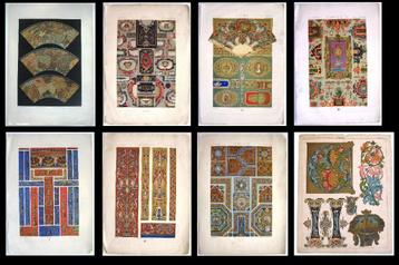 8 platen Chromolithografie 19e eeuw beschikbaar voor biedingen