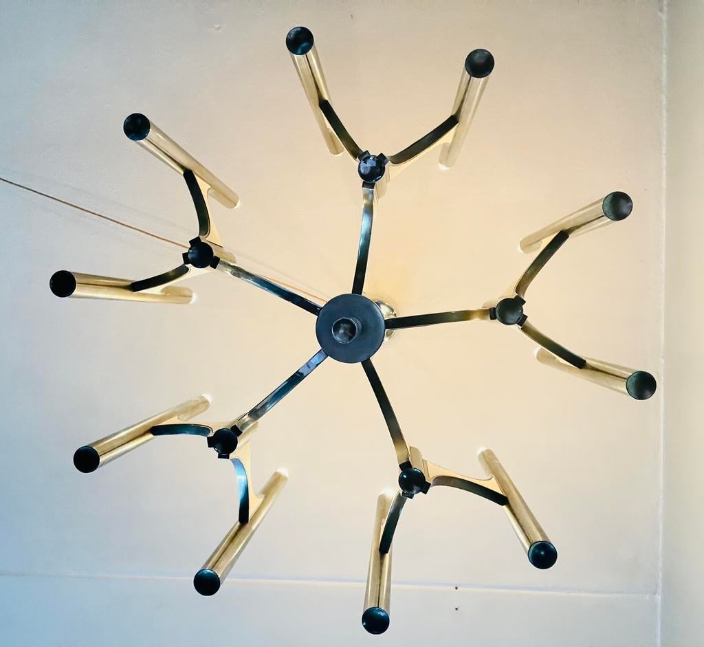 Gaetano Sciolari Orbit 10-lamp kroonluchter – 1969, Huis en Inrichting, Lampen | Kroonluchters, Zo goed als nieuw, Ophalen of Verzenden