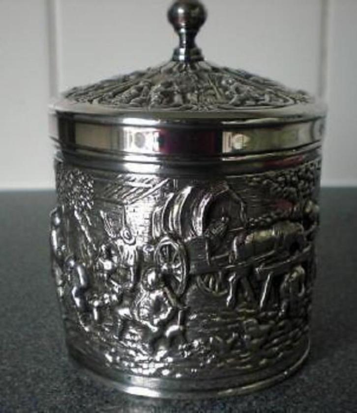 VERZILVERD * DOUWE EGBERTS * Theebus en Lepelbeker *, Antiek en Kunst, Antiek | Goud en Zilver, Zilver, Verzenden