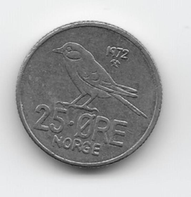 Noorwegen 25 øre 1972 KM# 407, Postzegels en Munten, Munten | Europa | Niet-Euromunten, Losse munt, Overige landen, Verzenden