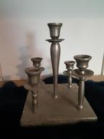 Zilverkleurige kandelaar., Ophalen of Verzenden, Metaal