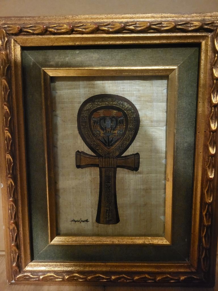 Egyptisch Ankh-symbool op papyrus in lijst gratis bezorging, Ophalen of Verzenden
