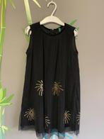 Benetton Feestelijke Zwarte Velour/Tule Jurk met Pailletten, United Colors of Benetton, Meisje, Ophalen of Verzenden, Zo goed als nieuw