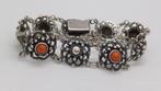 Antieke zilveren armband 835 met bloedkoraal, Ophalen of Verzenden, Zilver, Armband, Met edelsteen