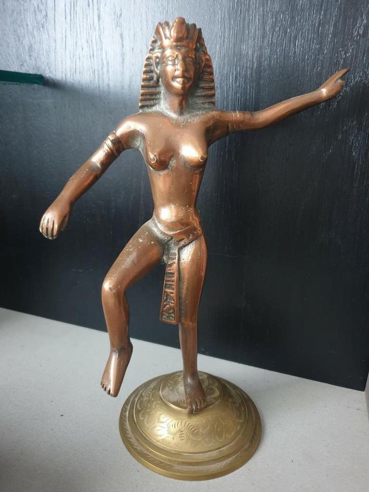 Koperen Egyptisch Farao Beeld - 26cm, Antiek en Kunst, Kunst | Beelden en Houtsnijwerken, Ophalen of Verzenden