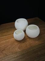 Moderne theelichthouders set van 3, Ophalen, Overige materialen, Wit, Zo goed als nieuw