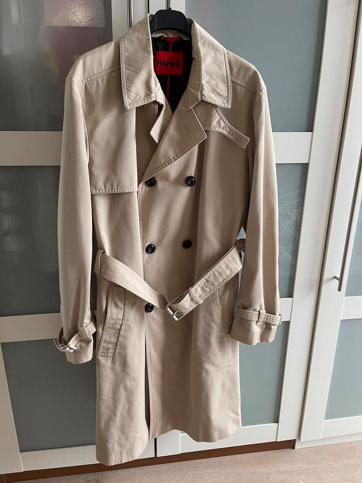 Hugo Boss Trenchcoat Maat 48 Heren, Kleding | Heren, Jassen | Zomer, Zo goed als nieuw, Maat 48/50 (M), Blauw, Ophalen of Verzenden