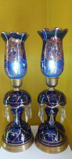 paar blauwe Perzische glazen lampen, Ophalen of Verzenden