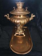 Russische antieke Samovar met onderblad - messing, Antiek en Kunst, Antiek | Koper en Brons, Ophalen of Verzenden