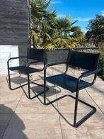 Lederen buisframestoel, Marcel Breuer stijl, Huis en Inrichting, Stoelen, Ophalen, Twee, Vintage/bauhaus/Marcel Breuer, Zwart