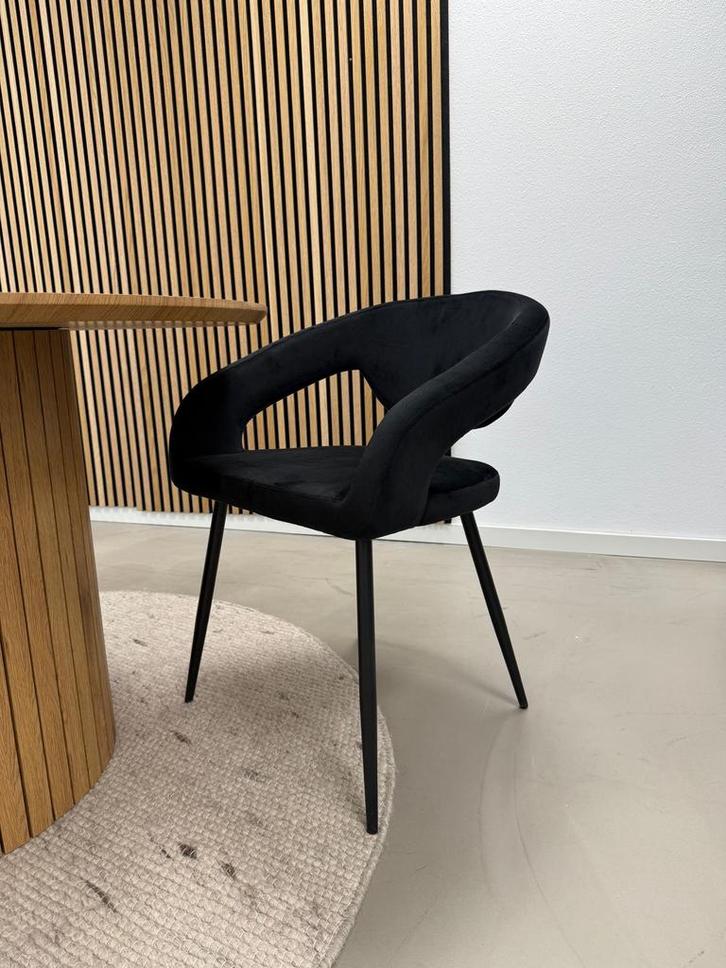 6x Kick eetkamerstoel Lenn velvet zwart, Huis en Inrichting, Stoelen, Nieuw, Vijf, Zes of meer stoelen, Stof, Zwart, Ophalen of Verzenden