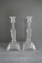 Art Deco set kandelaars Val Saint Lambert vrouw en man, Antiek en Kunst, Verzenden, Glas
