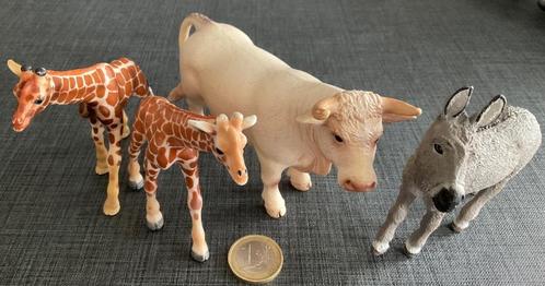 S05 - Schleich Koe Ezel Girafen, Verzamelen, Dierenverzamelingen, Zo goed als nieuw, Beeldje of Figuurtje, Boerderijdier, Ophalen
