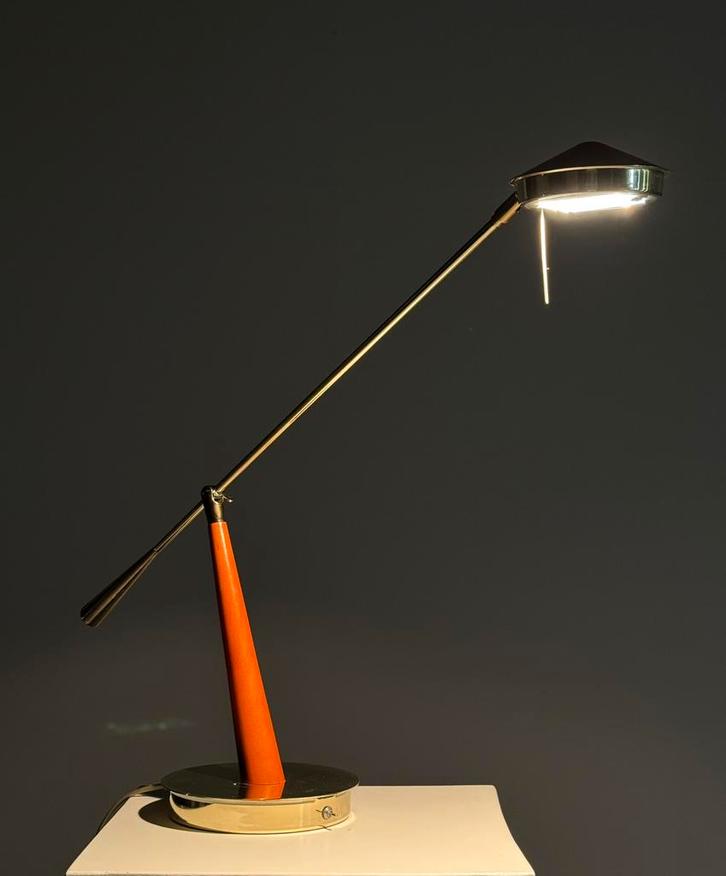 Bureaulamp Klassiek goud hout, Huis en Inrichting, Lampen | Tafellampen, Gebruikt, Minder dan 50 cm, Hout, Ophalen