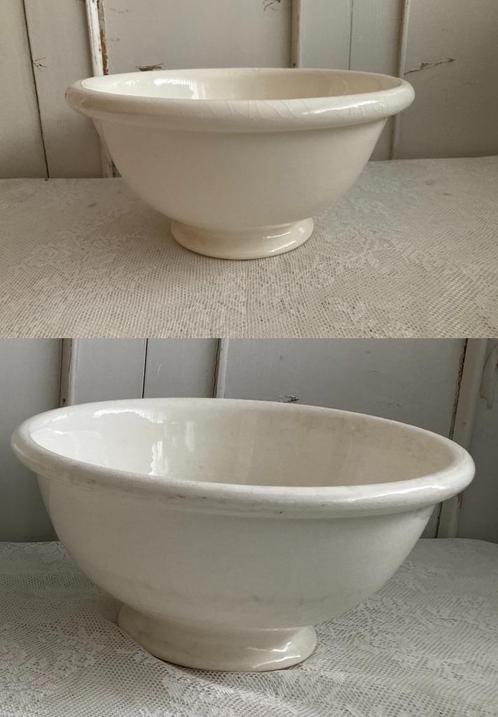P. Regout / 2x Brocante witte beslagkom, Antiek en Kunst, Antiek | Servies los, Ophalen of Verzenden