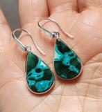 925 zilveren oorbellen met Malachiet Chrysocolla steen, O.T., Hangers, Nieuw, Ophalen of Verzenden
