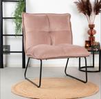 Velvet fauteuil stoel malaga roze met zachte bekleding, Minder dan 75 cm, Ophalen of Verzenden, Zo goed als nieuw, Stof